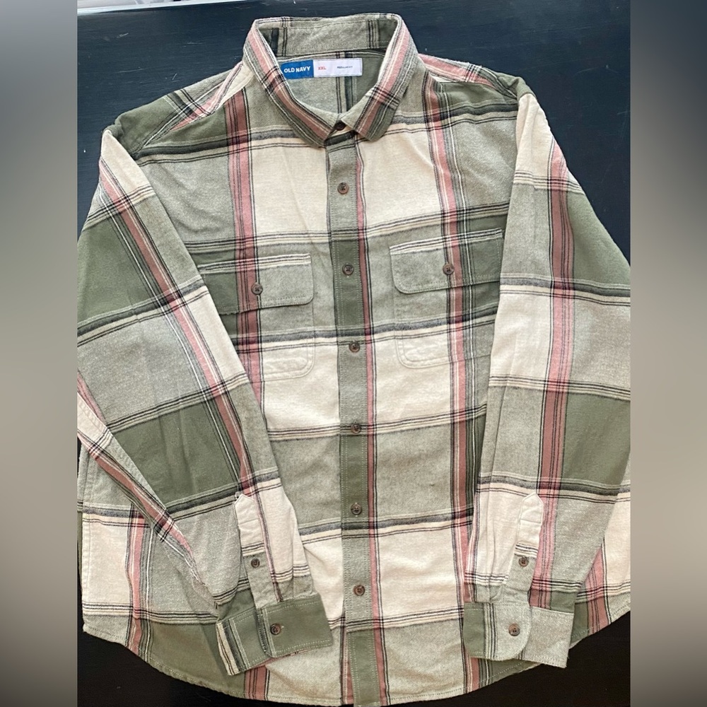 Flannel Shirt Old Navy XXL Regular Fit Men’s Green